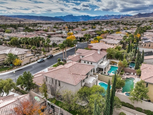 aerial view featuring a mountain view