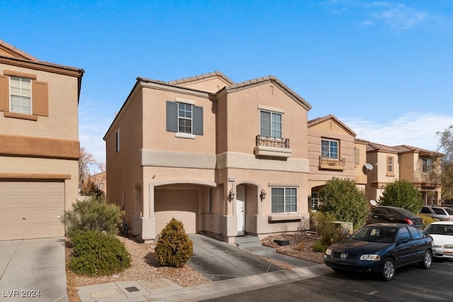 view of front of property featuring a garage