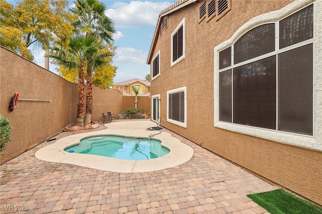 view of swimming pool with a patio area