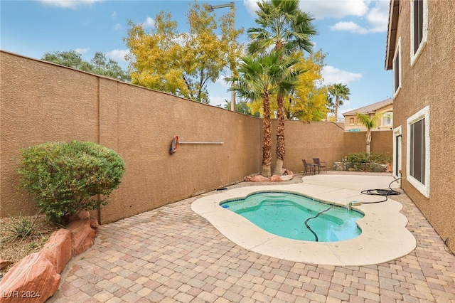 view of swimming pool featuring a patio