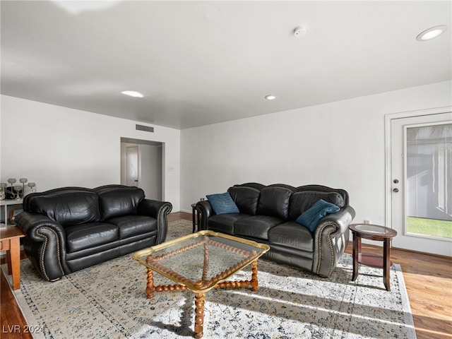 living room with wood-type flooring