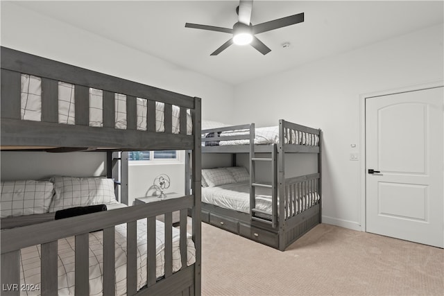 bedroom featuring carpet flooring and ceiling fan