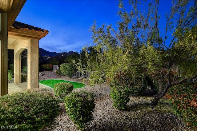 view of yard featuring a mountain view