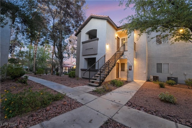 view of front of home with central AC unit