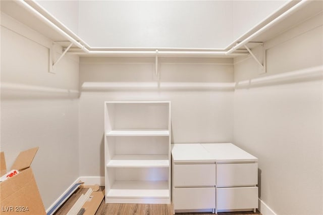 walk in closet featuring hardwood / wood-style flooring