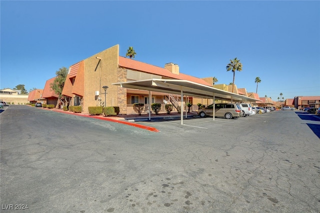 view of covered parking lot