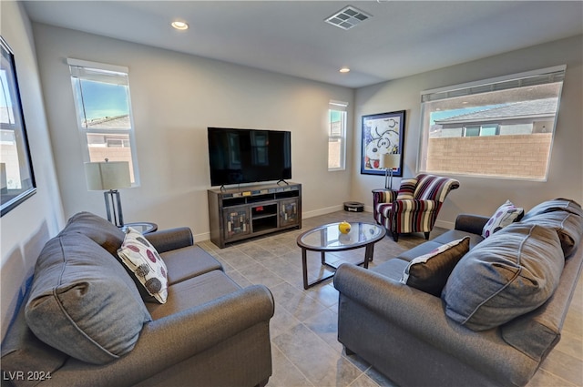 living room featuring a wealth of natural light