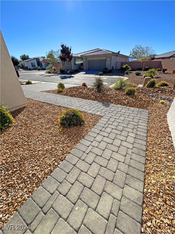 view of yard featuring a garage