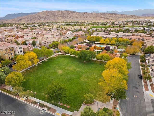 drone / aerial view with a mountain view