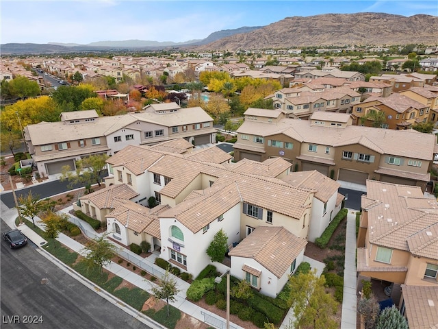 aerial view with a mountain view