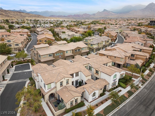 drone / aerial view with a mountain view