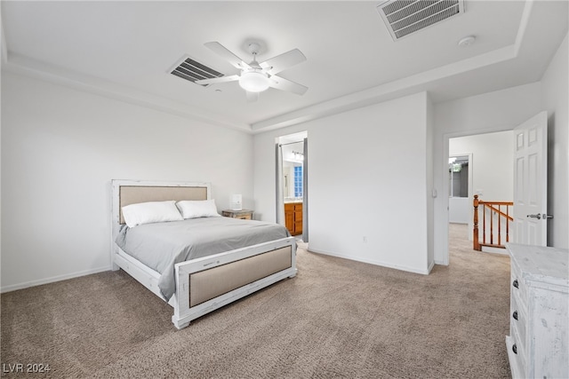 bedroom with carpet floors and ceiling fan