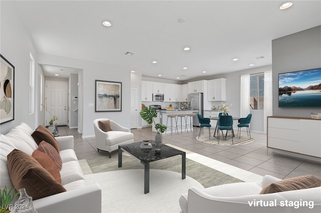 view of tiled living room