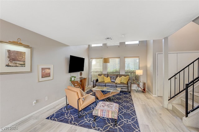 living room featuring light wood-type flooring