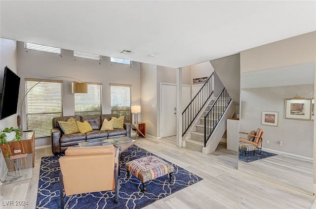 living room with hardwood / wood-style floors