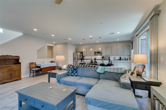 living room featuring light hardwood / wood-style flooring