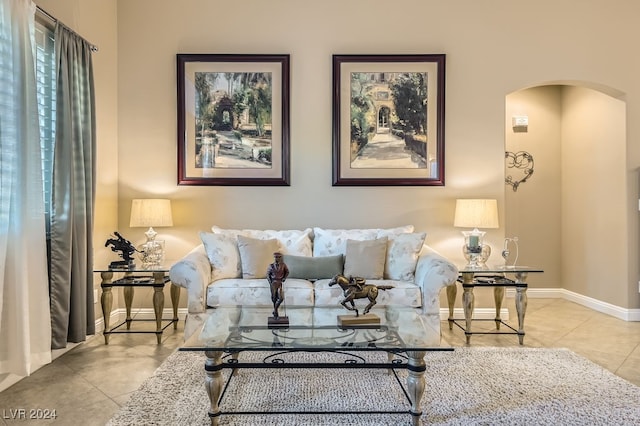 view of tiled living room