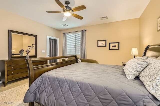 bedroom featuring ceiling fan