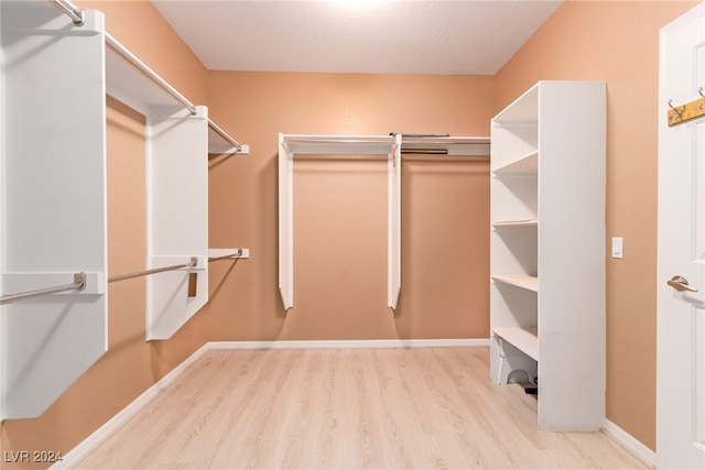 spacious closet featuring light hardwood / wood-style flooring