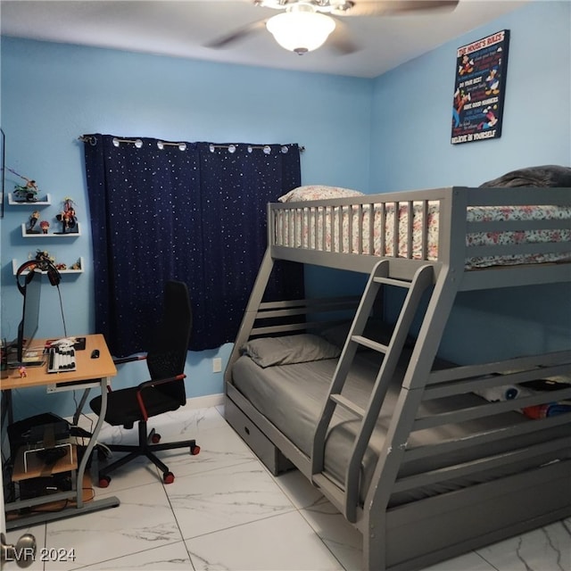 bedroom featuring ceiling fan