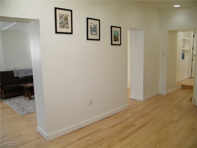 hall featuring light wood-type flooring