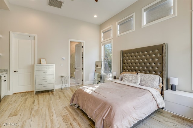 bedroom featuring light hardwood / wood-style flooring