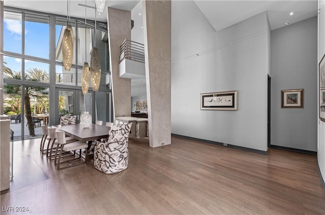 dining room with a healthy amount of sunlight and a high ceiling