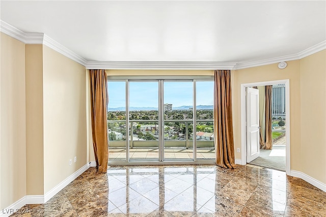 unfurnished room with ornamental molding