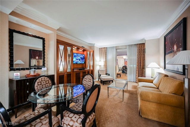 145 Harmon Ave Unit 208, Las Vegas, NV 89109 - carpeted dining room featuring crown molding