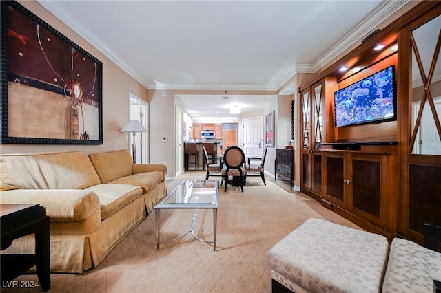 living room featuring ornamental molding