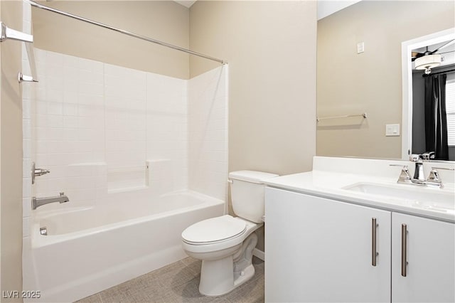 full bathroom with tile patterned flooring, vanity, toilet, and bathtub / shower combination