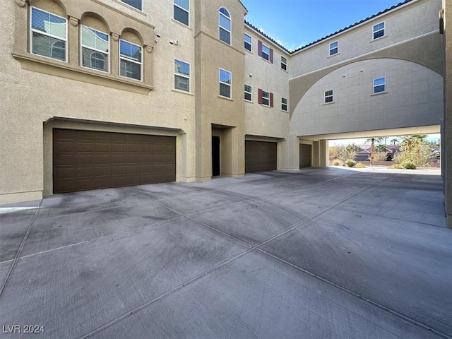 exterior space featuring a garage