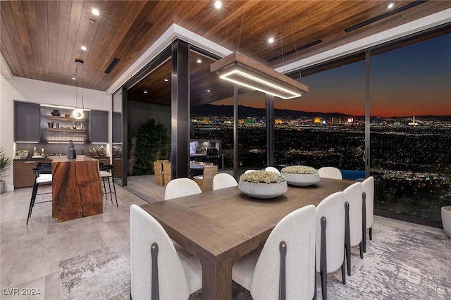 interior space with wooden ceiling