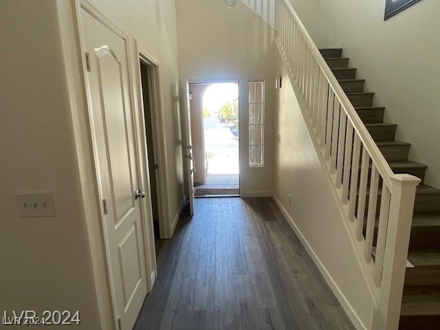 entrance foyer with dark hardwood / wood-style floors