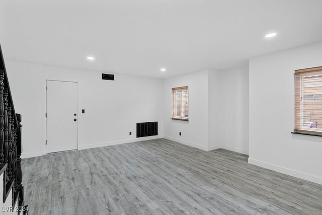 unfurnished living room featuring light hardwood / wood-style flooring