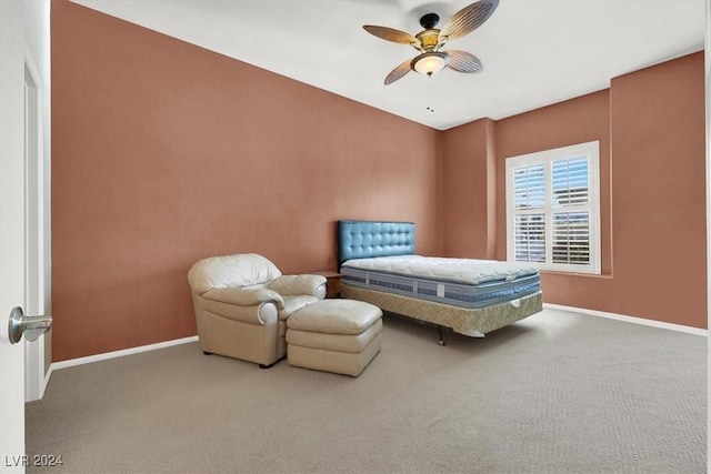 bedroom with carpet flooring and ceiling fan