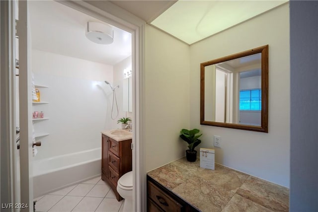 full bathroom with tile patterned flooring, vanity, toilet, and shower / bathing tub combination