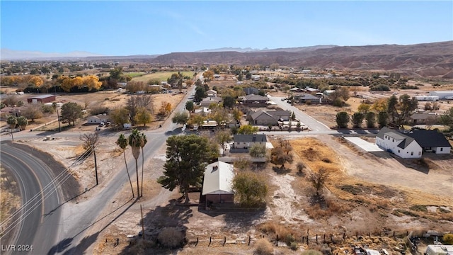 drone / aerial view featuring a mountain view