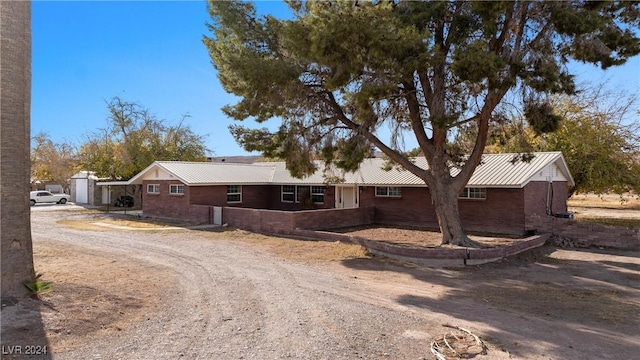 view of single story home