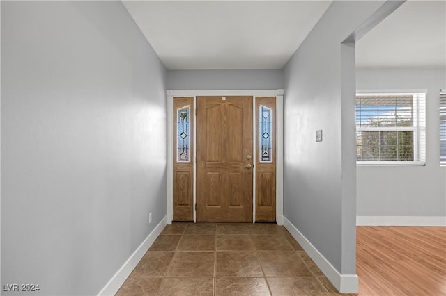 foyer with hardwood / wood-style flooring