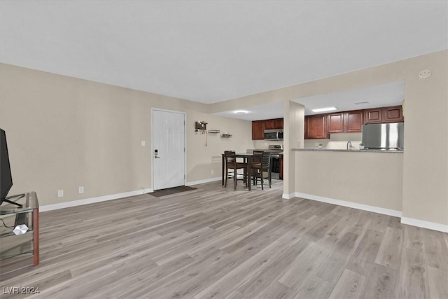 unfurnished living room featuring light hardwood / wood-style floors