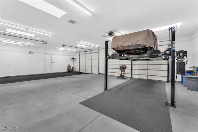 garage with a garage door opener