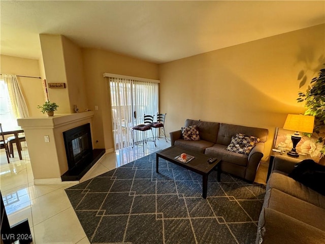 view of tiled living room