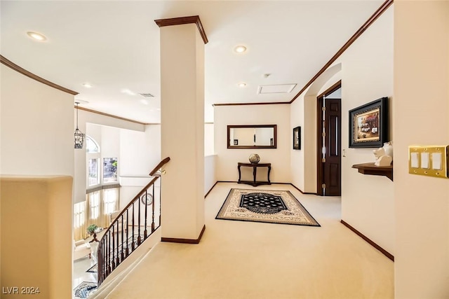 373 Via Sonador, Henderson, NV 89012 - corridor featuring light colored carpet and crown molding