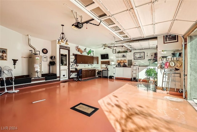 373 Via Sonador, Henderson, NV 89012 - miscellaneous room with water heater, ceiling fan, and concrete floors