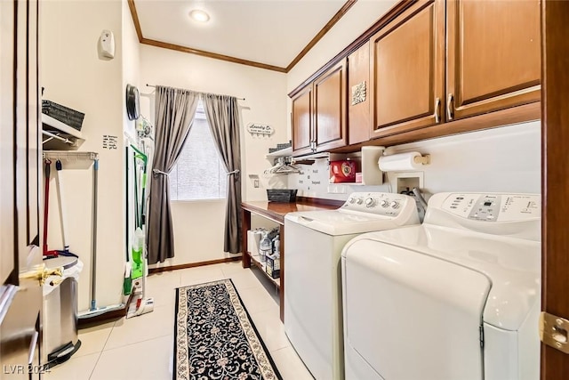373 Via Sonador, Henderson, NV 89012 - washroom featuring cabinets, independent washer and dryer, light tile patterned floors, and crown molding