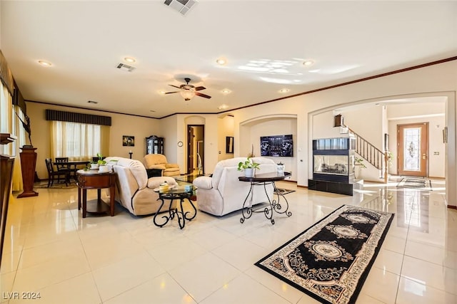 373 Via Sonador, Henderson, NV 89012 - tiled living room featuring ceiling fan