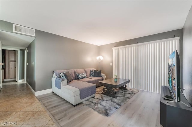 living room featuring light hardwood / wood-style flooring