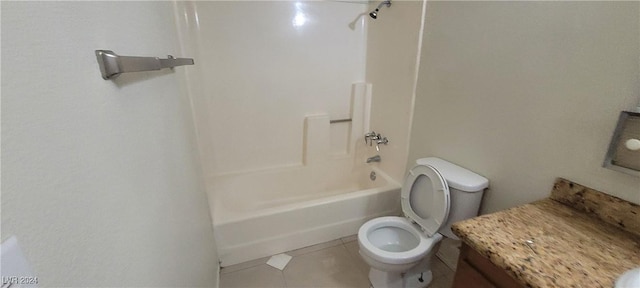 bathroom featuring tile patterned floors, shower / bathtub combination, and toilet