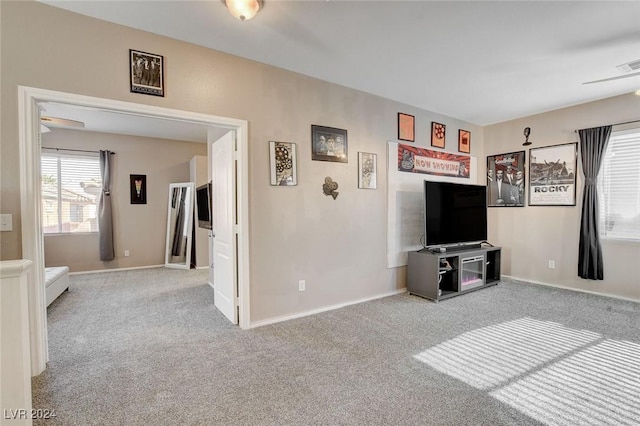 living room with light carpet